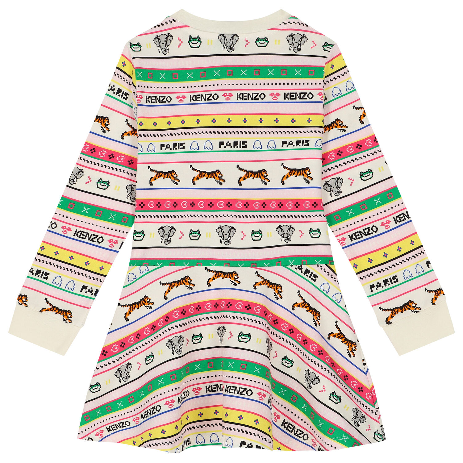 فستان بنات مخطط متعدد الألوان, 1, hi-res